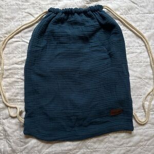 Drawstring Backpack in Deep Teal Blue - Unbranded